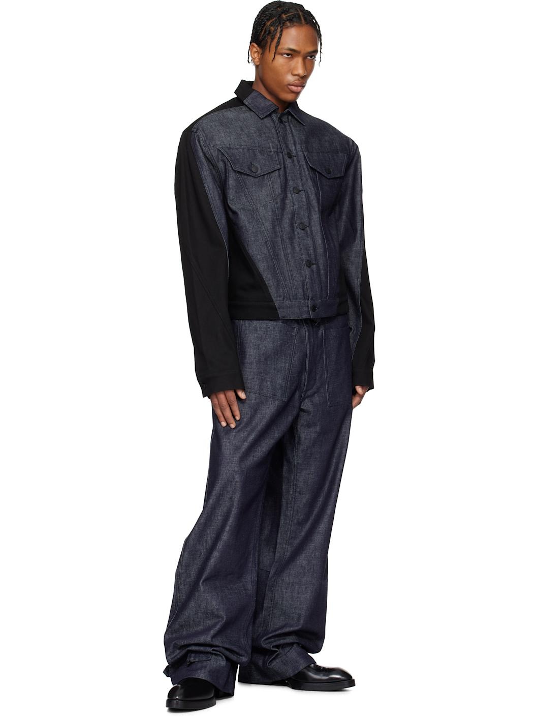 Navy & Black Bi-Tone Denim Jacket - 4