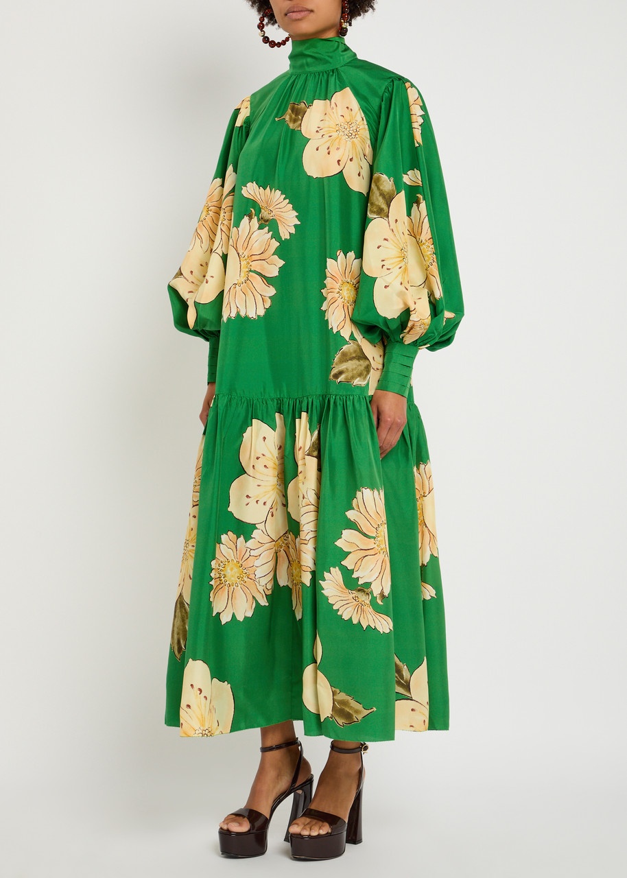 Alemais Sage Floral-print Silk Gown - 2