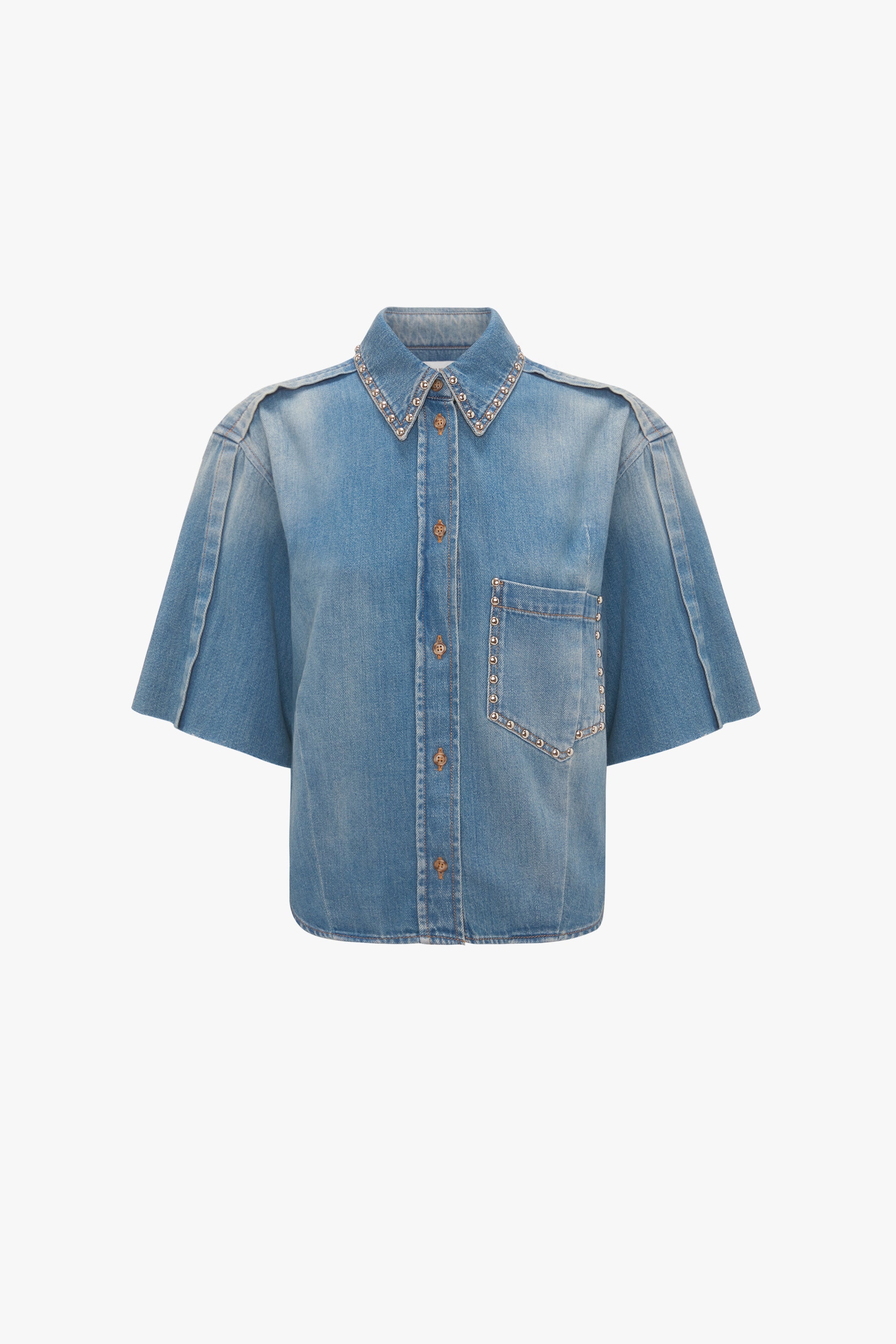 Stud Pocket Detail Shirt In Vintage Wash - 1