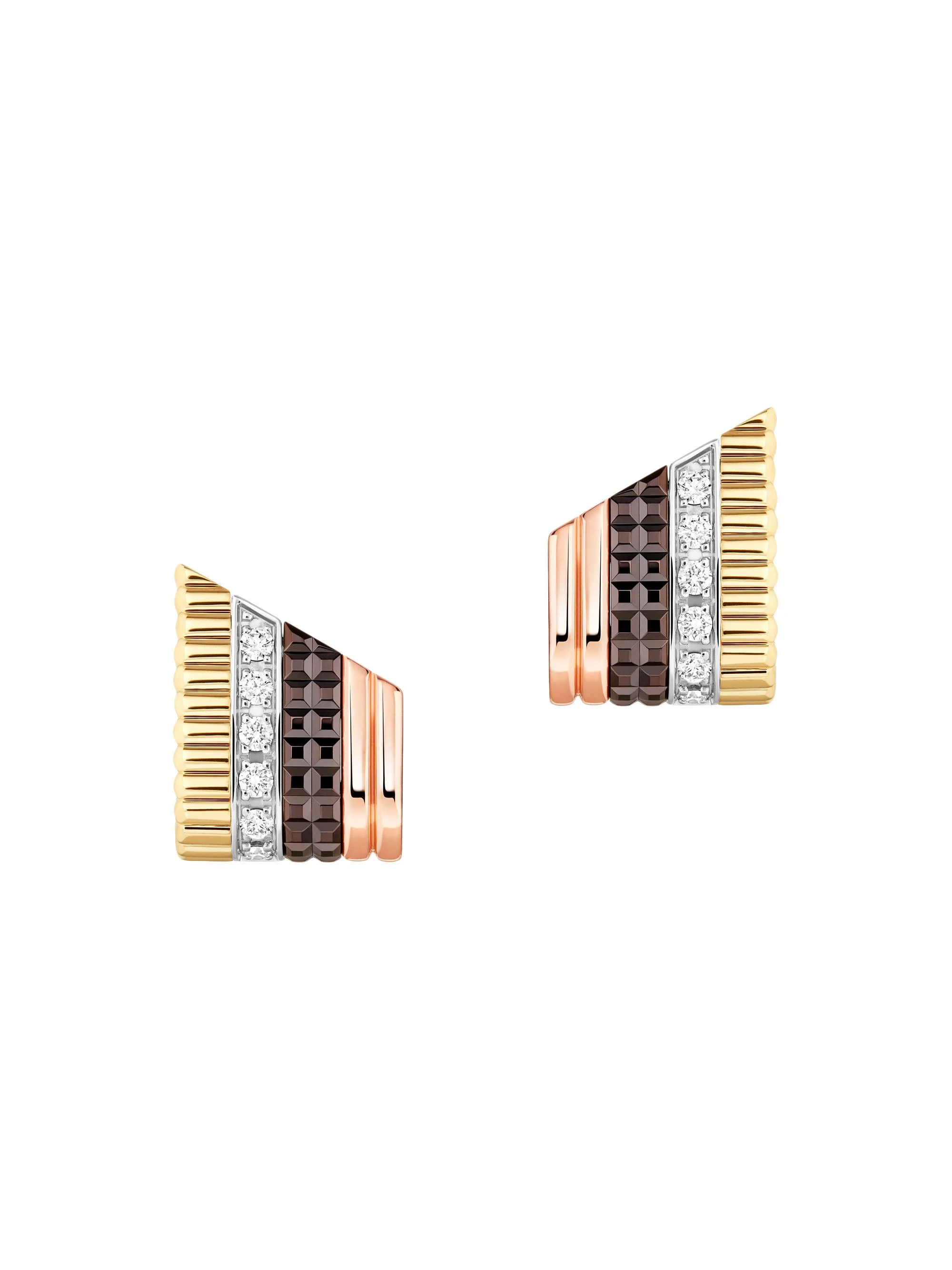 Women's Quatre Classique Tri-Tone 18K Gold & 0.26 TCW Diamond Stud Earrings - Rose Gold - 1