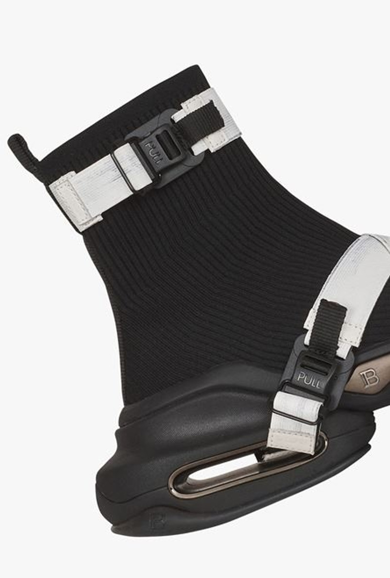 Black and white knit B-Bold high-top sneakers with straps 7