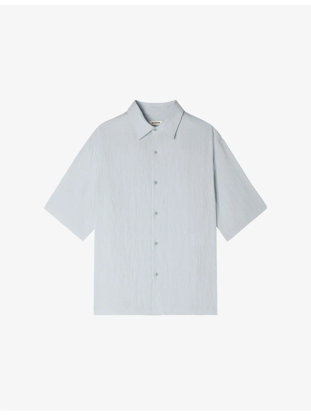 Pleated Shark-Collar Woven Shirt - 1