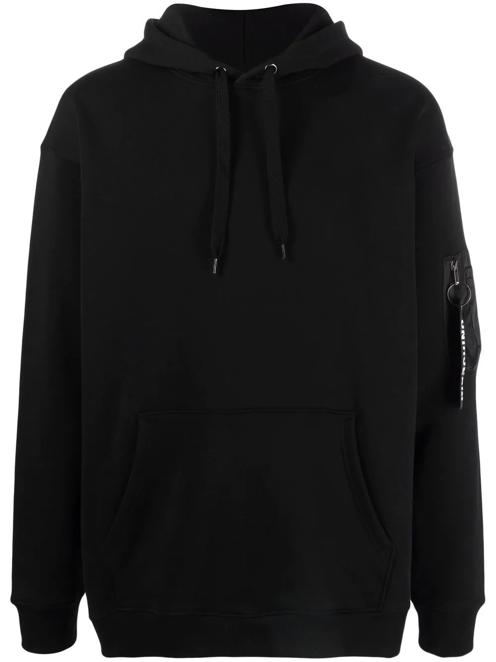 zip pull pocket-detail hoodie - 1