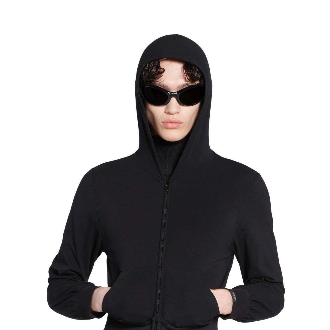 Women's Zip-up Hoodie Fitted in Black - 5