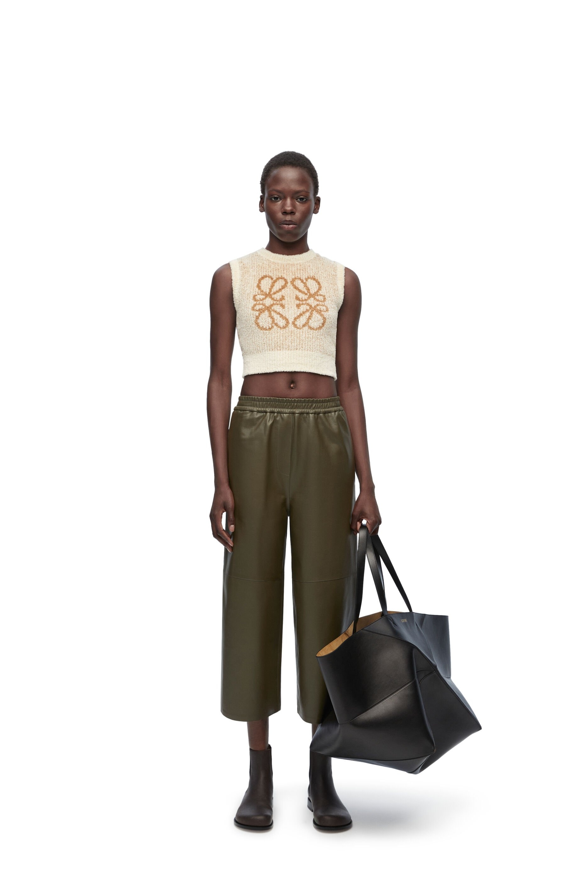 Cropped trousers in nappa lambskin - 2