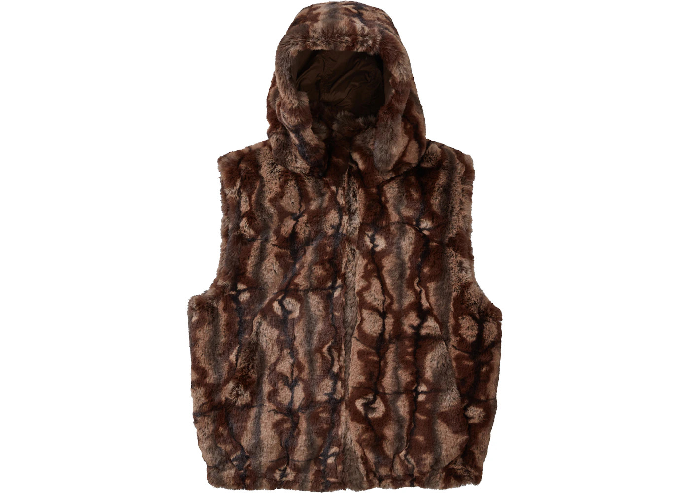 Supreme Faux Fur Hooded Vest Brown - 2
