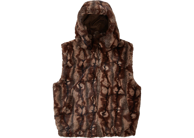 Supreme Supreme Faux Fur Hooded Vest Brown outlook