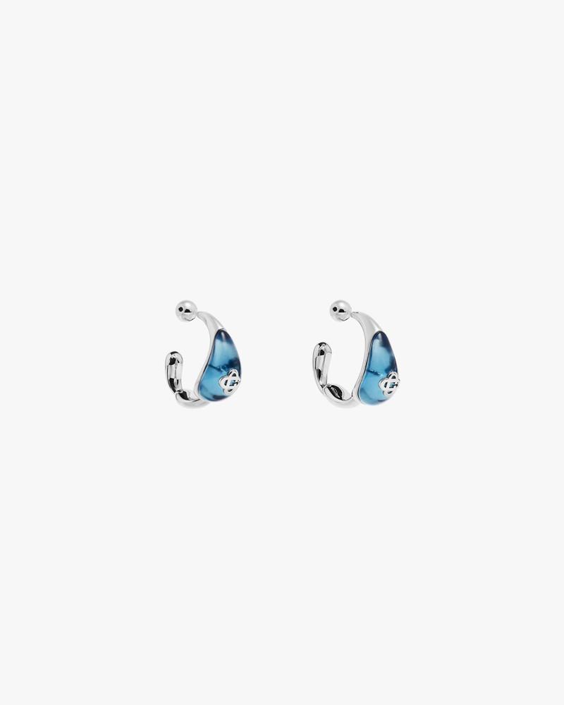 CASABLANCA Silver & Blue Water Drop Brass Ear Hoops | Casablanca Paris outlook