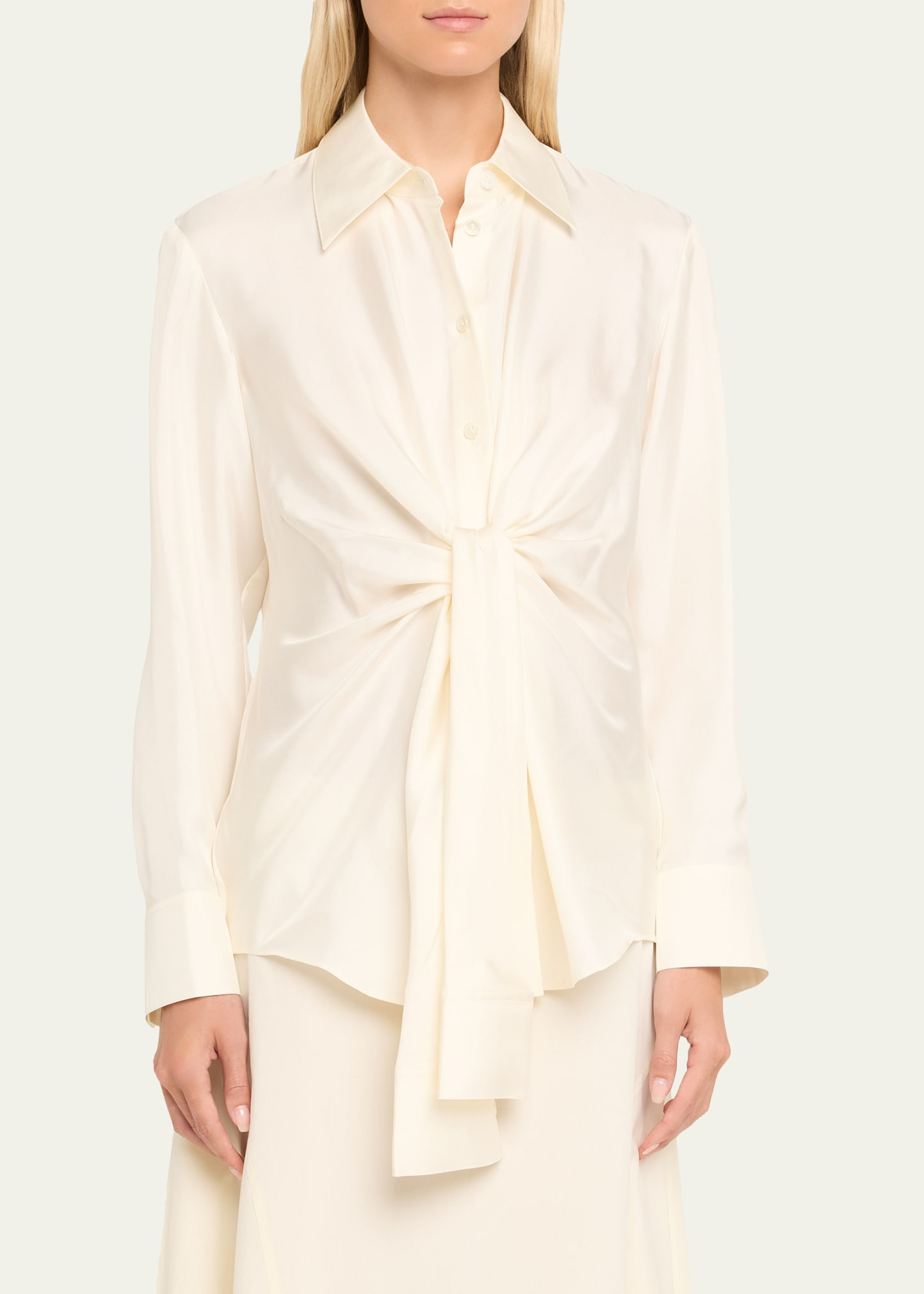 Long-Sleeve Silk Knot Shirt - 4