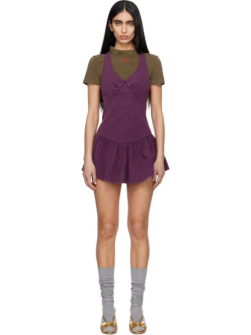 Purple Sleeveless T-Shirt Minidress - 1