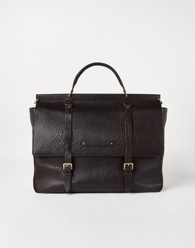 Textured grain calfskin casual briefcase 1
