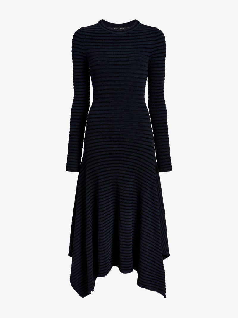 Didi Dress in Matte Viscose Velvet Stripe 1