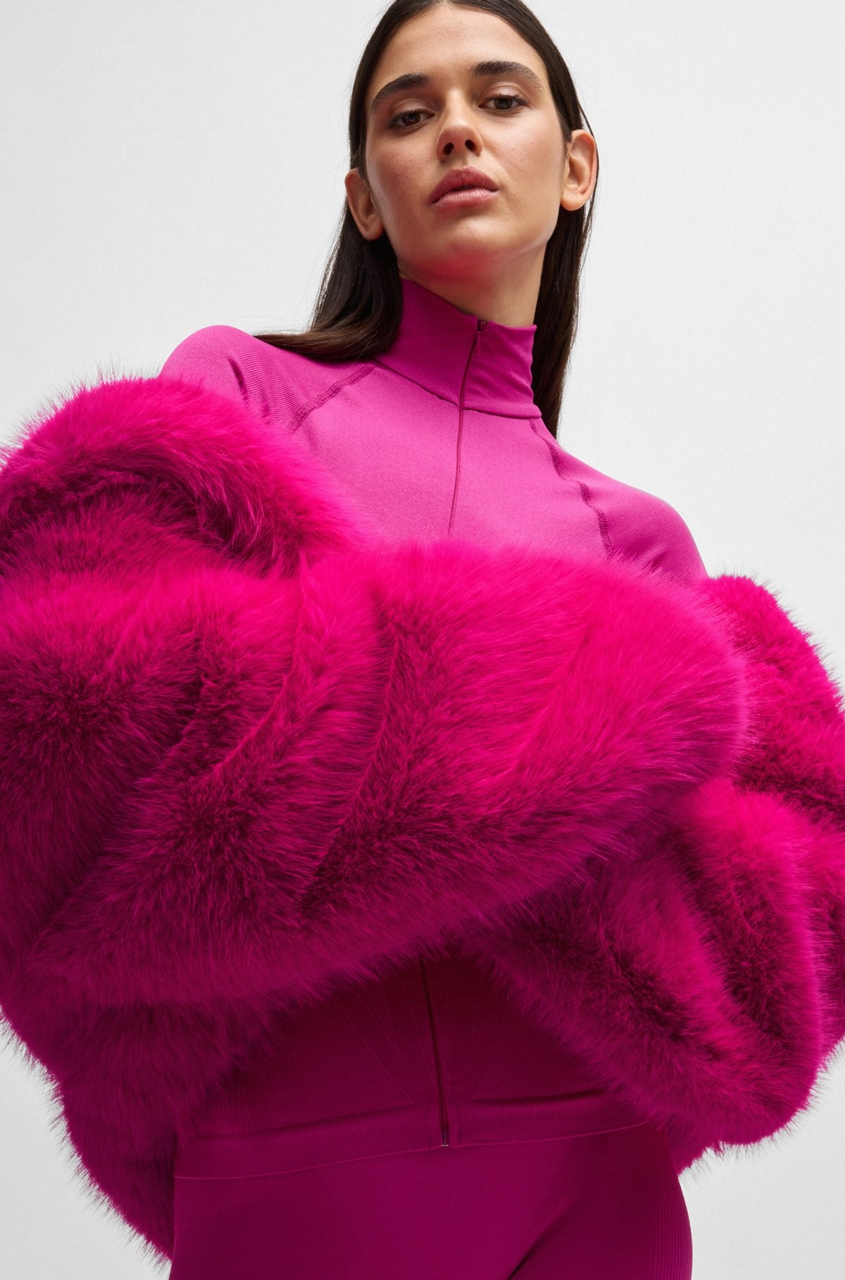 NAOMI X BOSS SHORT COAT IN FAUX FUR - 6