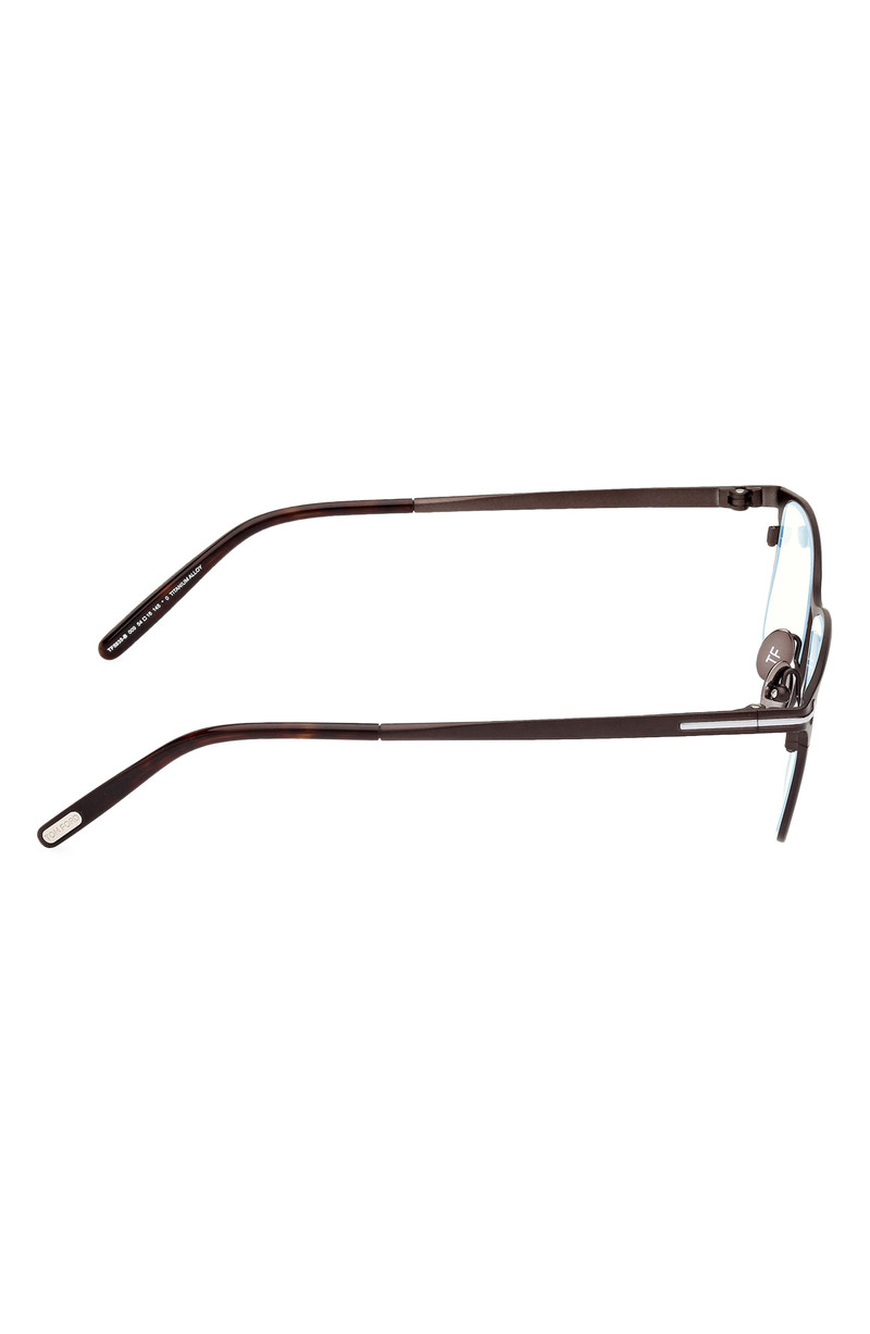 TOM FORD 54mm Rectangular Blue Light Blocking Glasses in Gunmetal Havana /T Logo 3