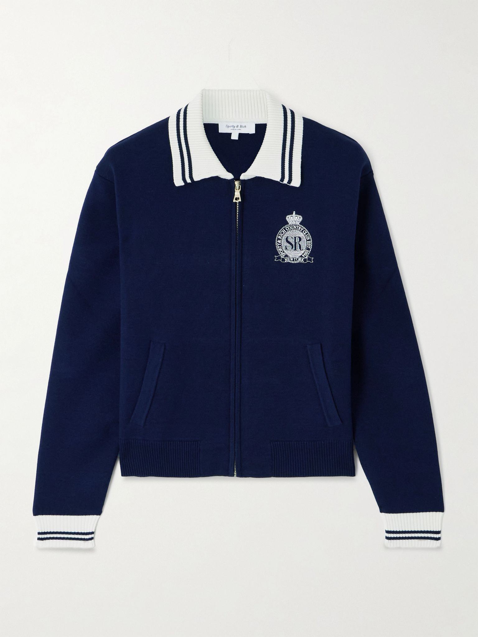 Royal Club embroidered striped knitted cardigan Blue - 1