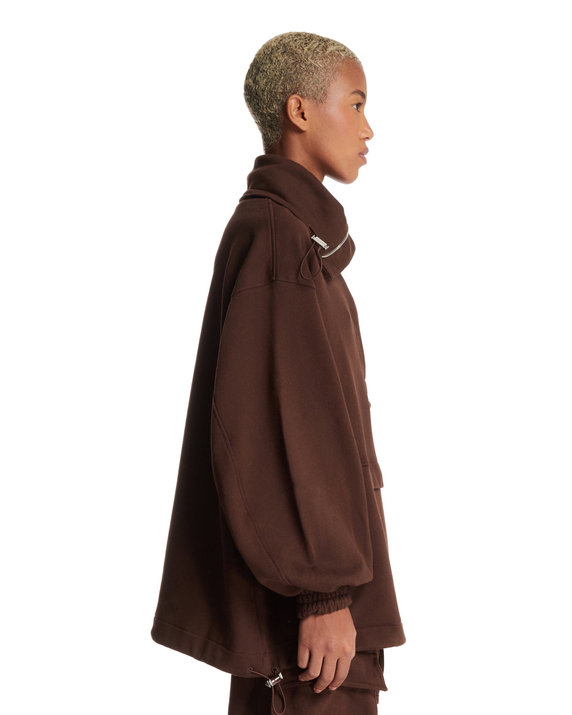 Brown Cotton Anorak Sweatshirt - 5