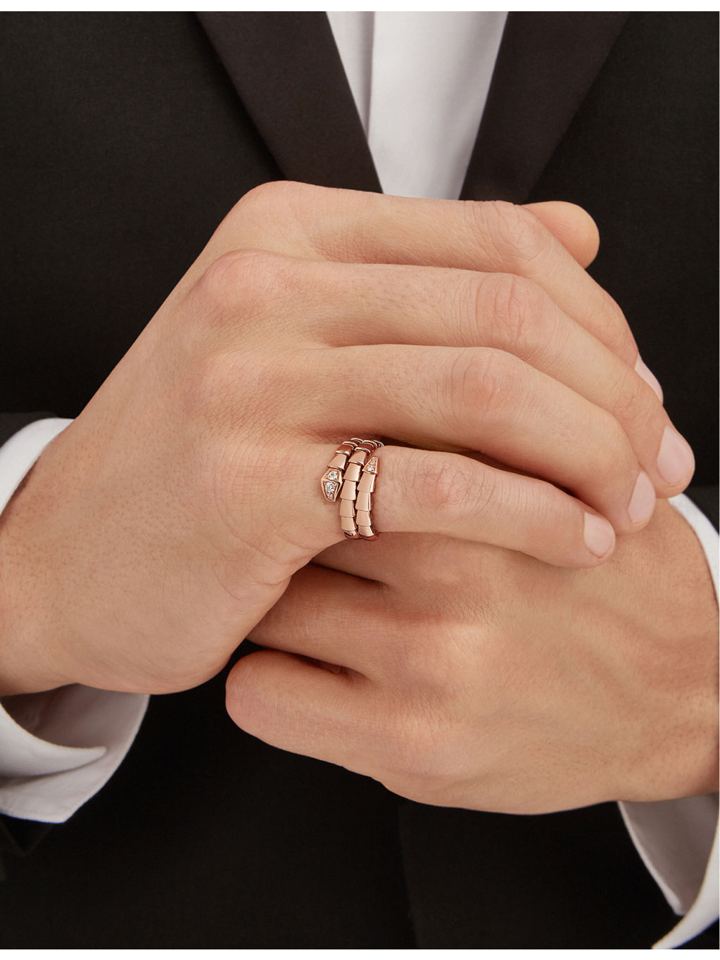 Serpenti Viper 18ct rose-gold and 0.1ct brilliant-cut diamond ring - 5