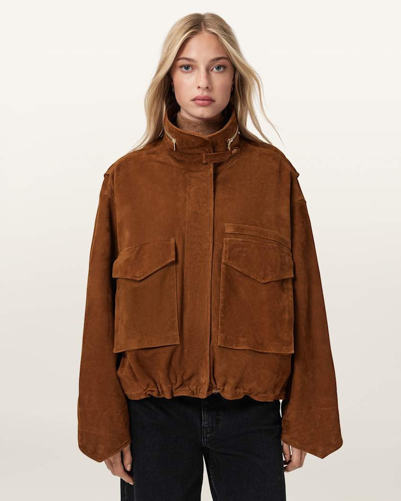 ALLSAINTS CLAY FUNNEL NECK SUEDE CROPPED JACKET outlook