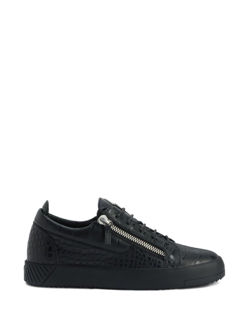 Frankie crocodile-effect zip trainers 5