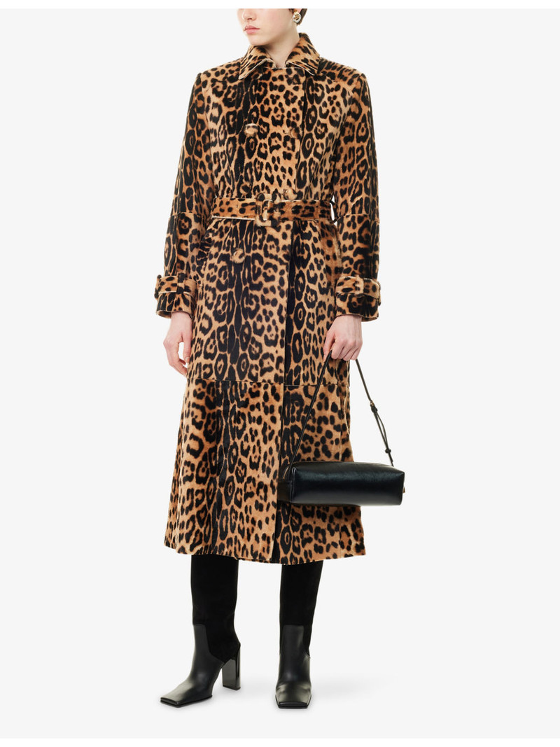 NOUR HAMMOUR Tate Leopard Shearling Coat outlook