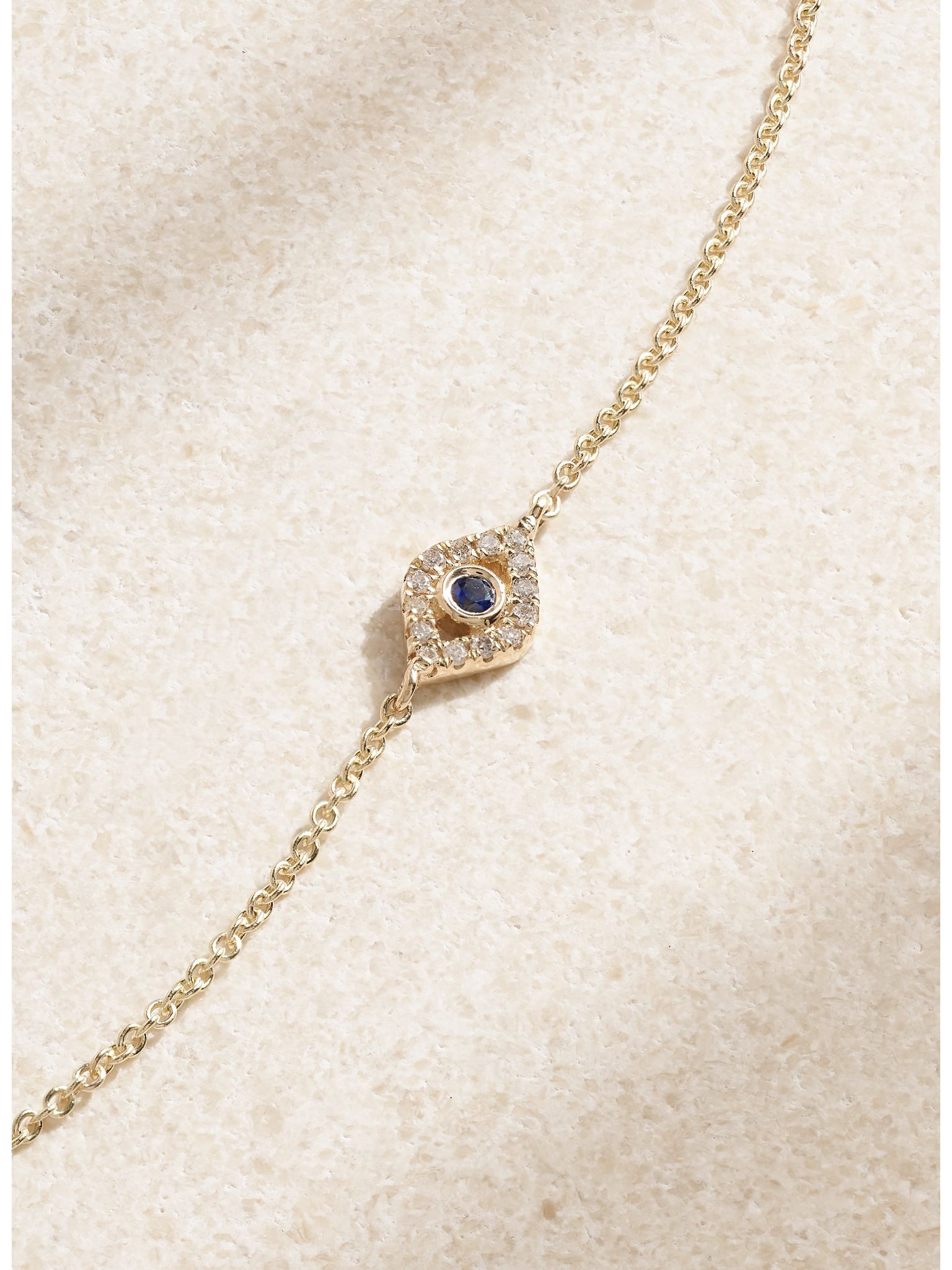 Small Evil Eye 14-karat gold, diamond and sapphire bracelet Gold - 4
