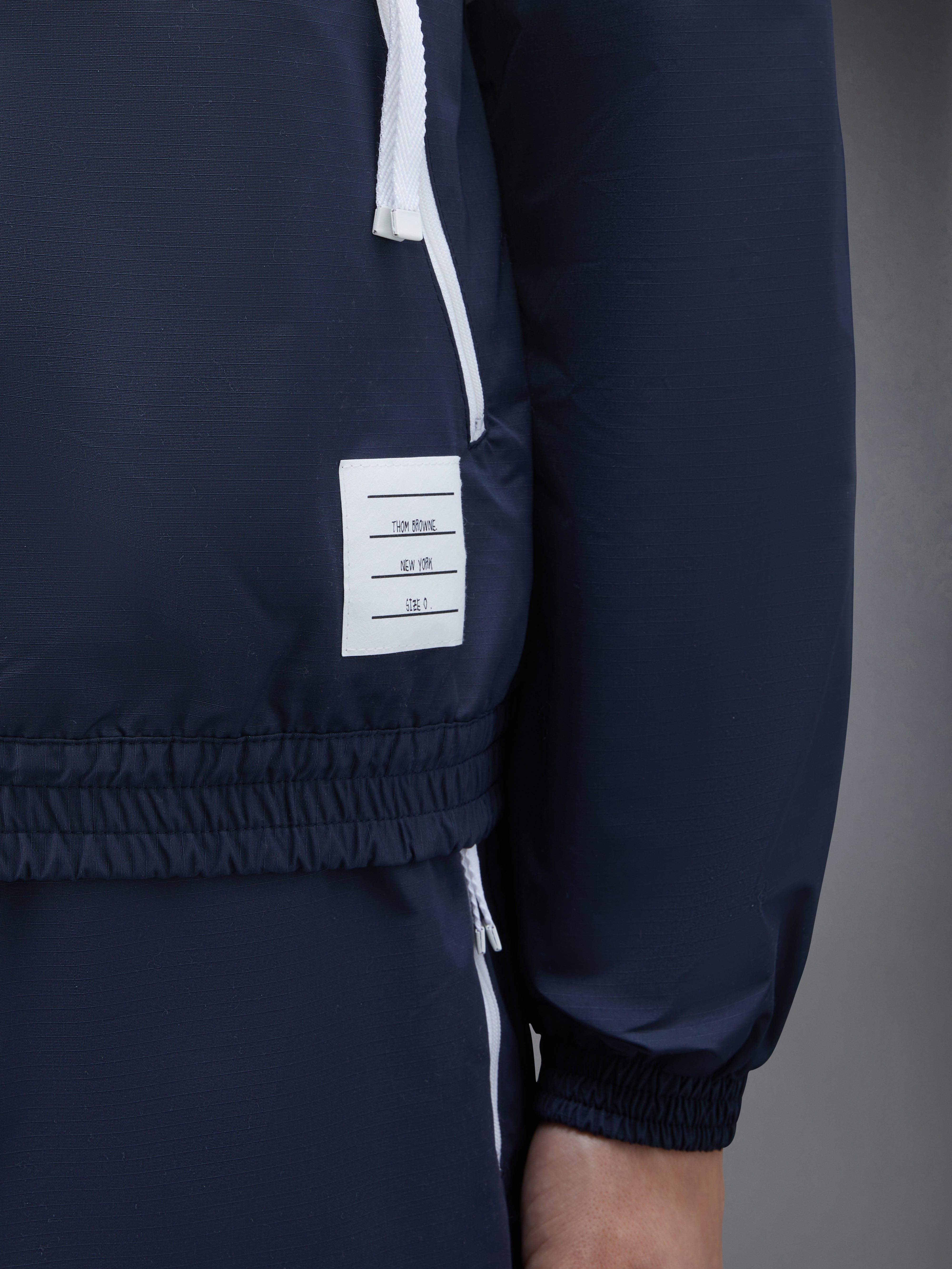 Navy Ripstop Mesh 4-Bar Hooded Zip Up Jacket - 6