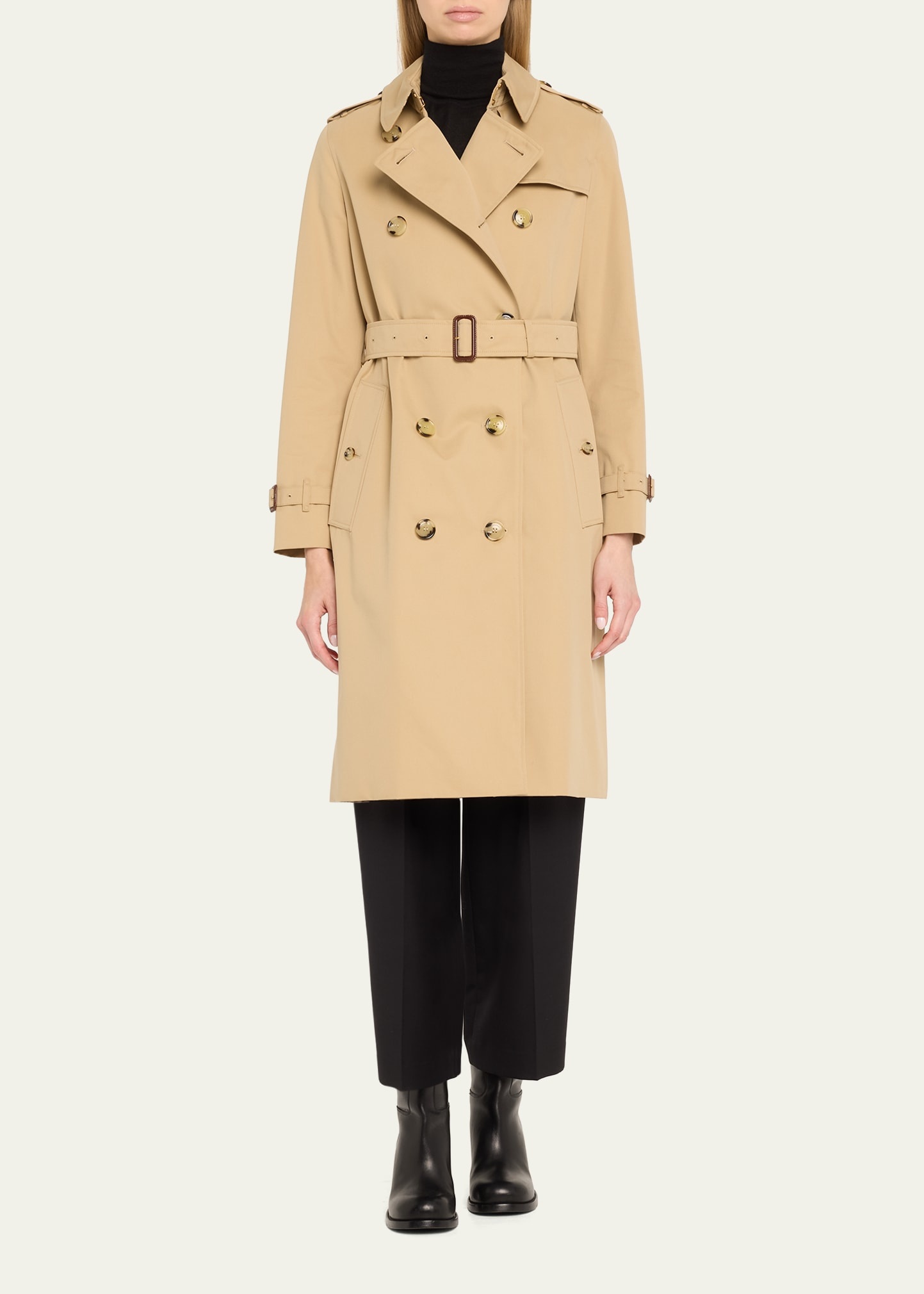 Kensington Organic Belted Double-Breasted Long Trench Coat - 2