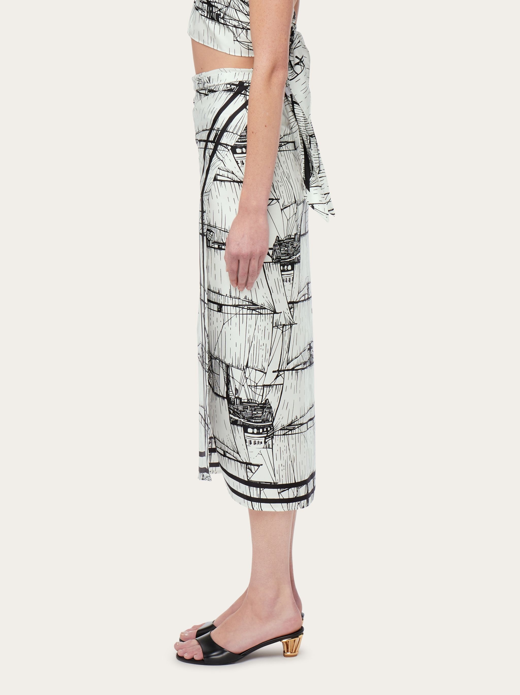 Veliero print sarong skirt - 5