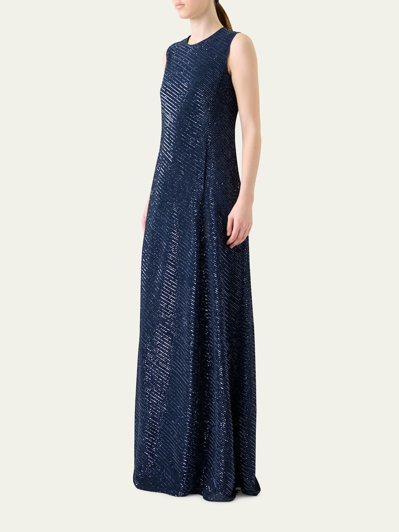 AKRIS Diagonal Sequined Georgette Gown outlook