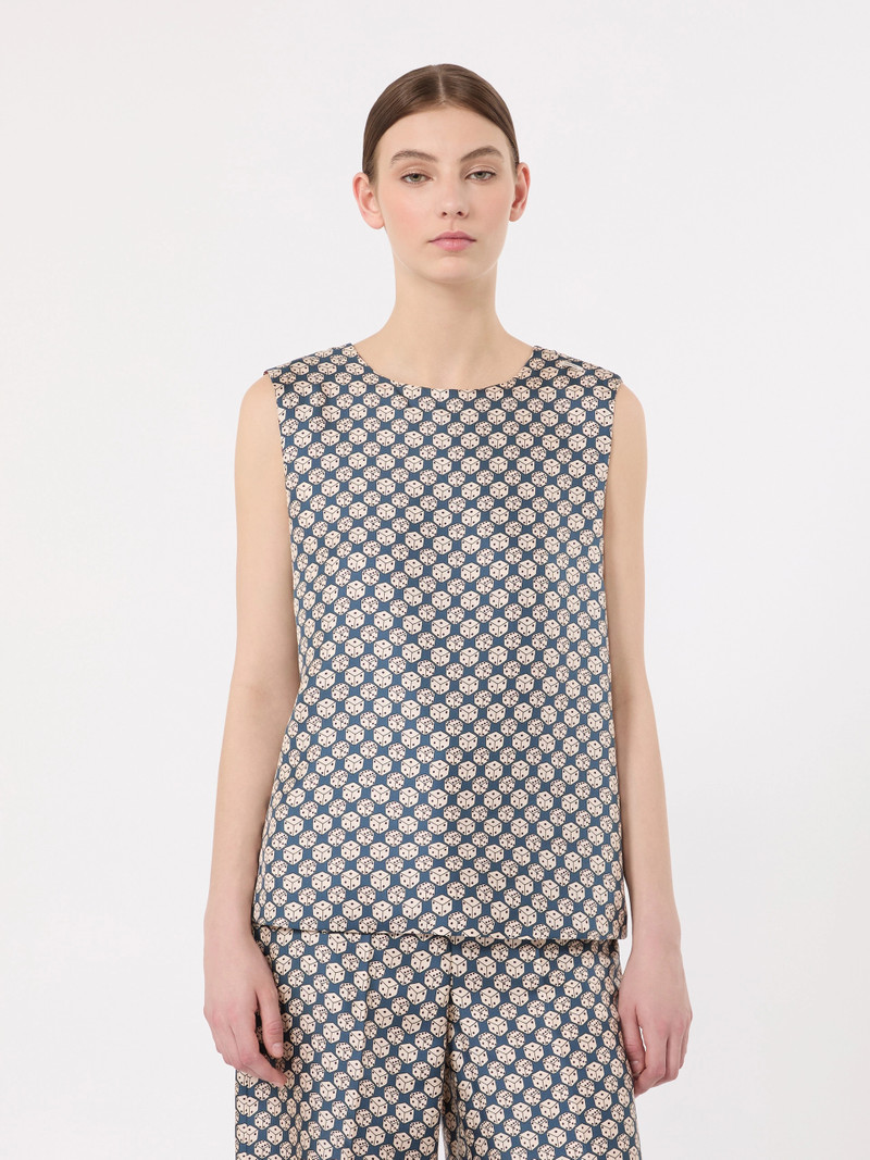 TIMETOP Printed silk top - NAVY 3