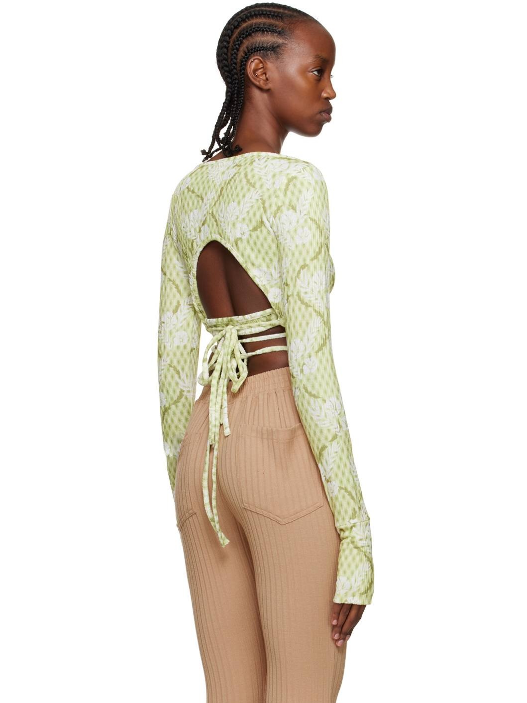 Green Self-Tie Cardigan - 3