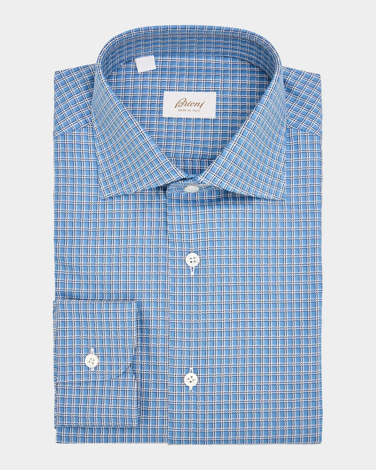 Men's Petite-Check Cotton Point-Collar Dress Shirt - 1