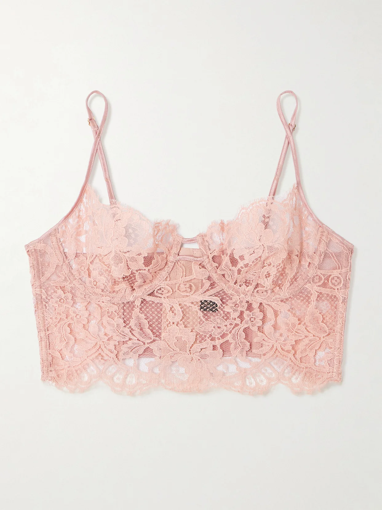 Camille Stretch-silk Satin-trimmed Organic Cotton-blend Lace Underwired Bra - 1