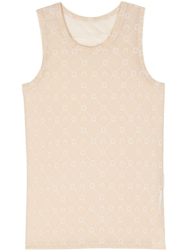 Moonogram-flocked mesh tank top 1