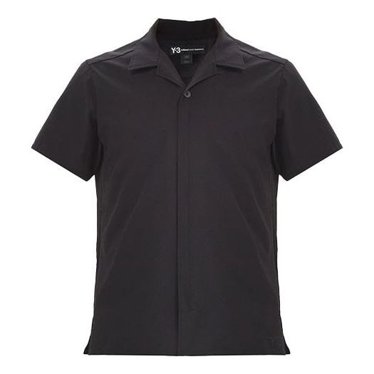 Men's Y-3 Solid Color Casual Short Sleeve Shirt Black FN5705 - 1
