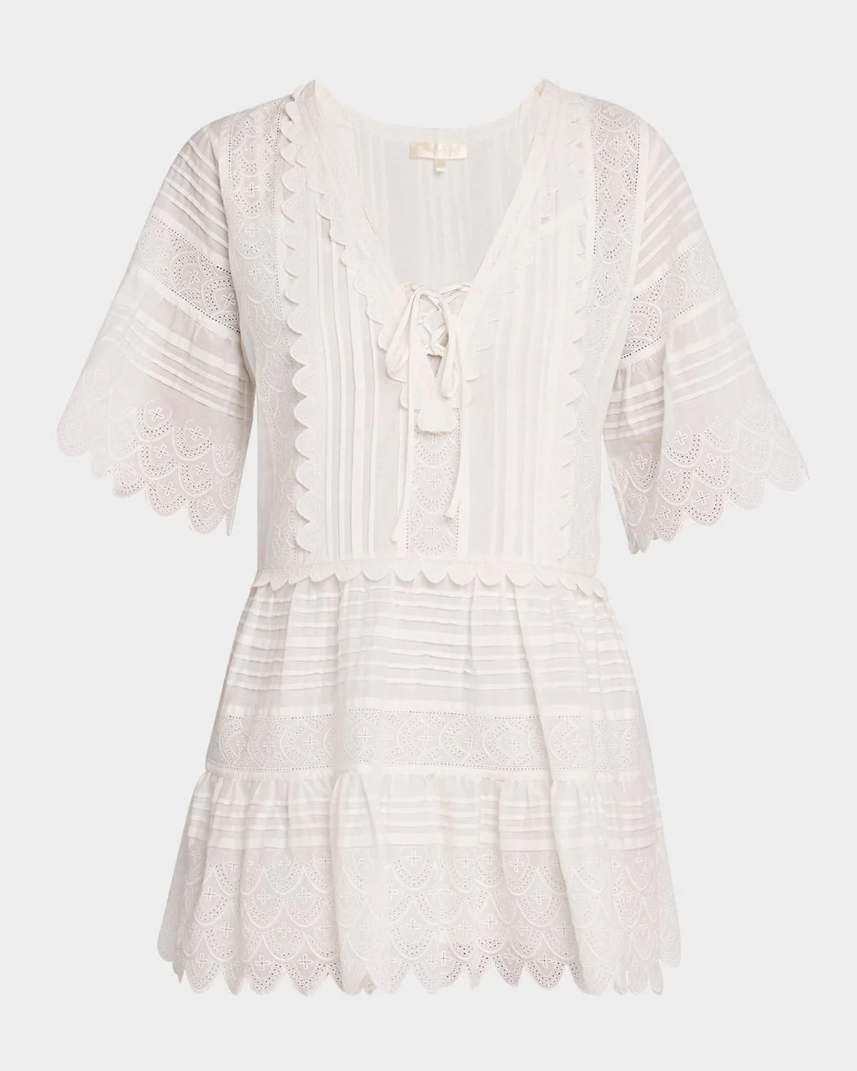 Orcia Cotton Scalloped Mini Dress - 1
