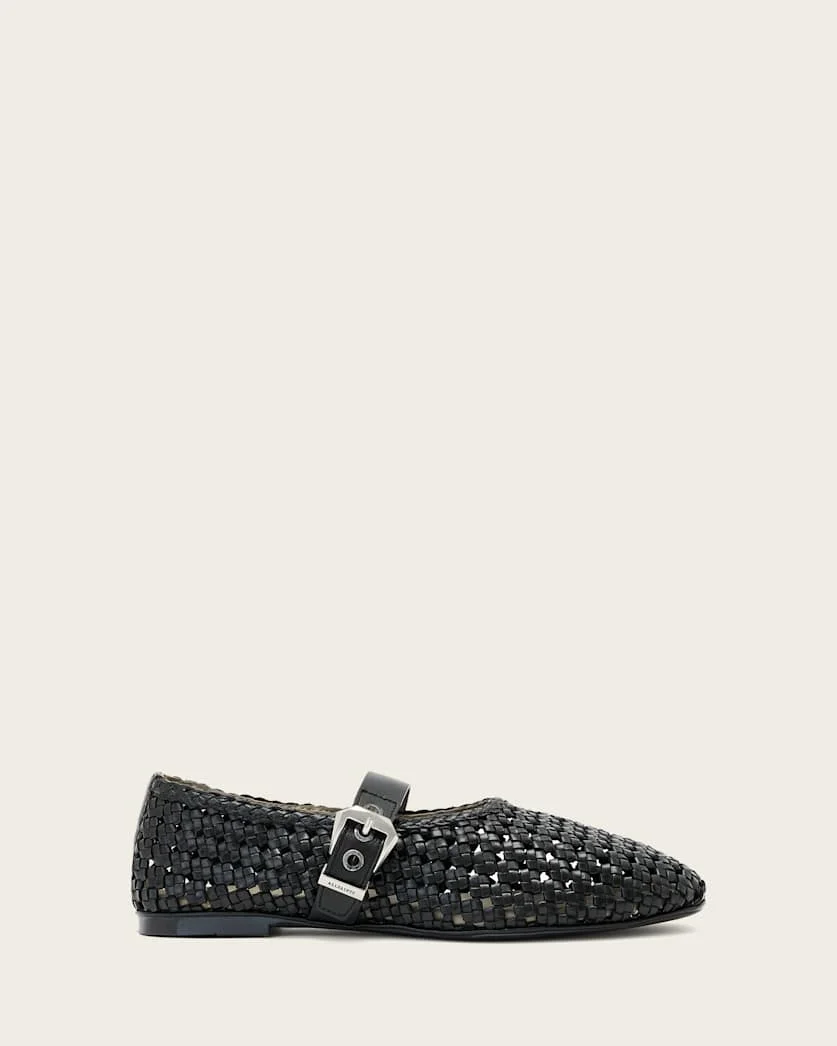 SABINE WOVEN LEATHER FLATS - 1