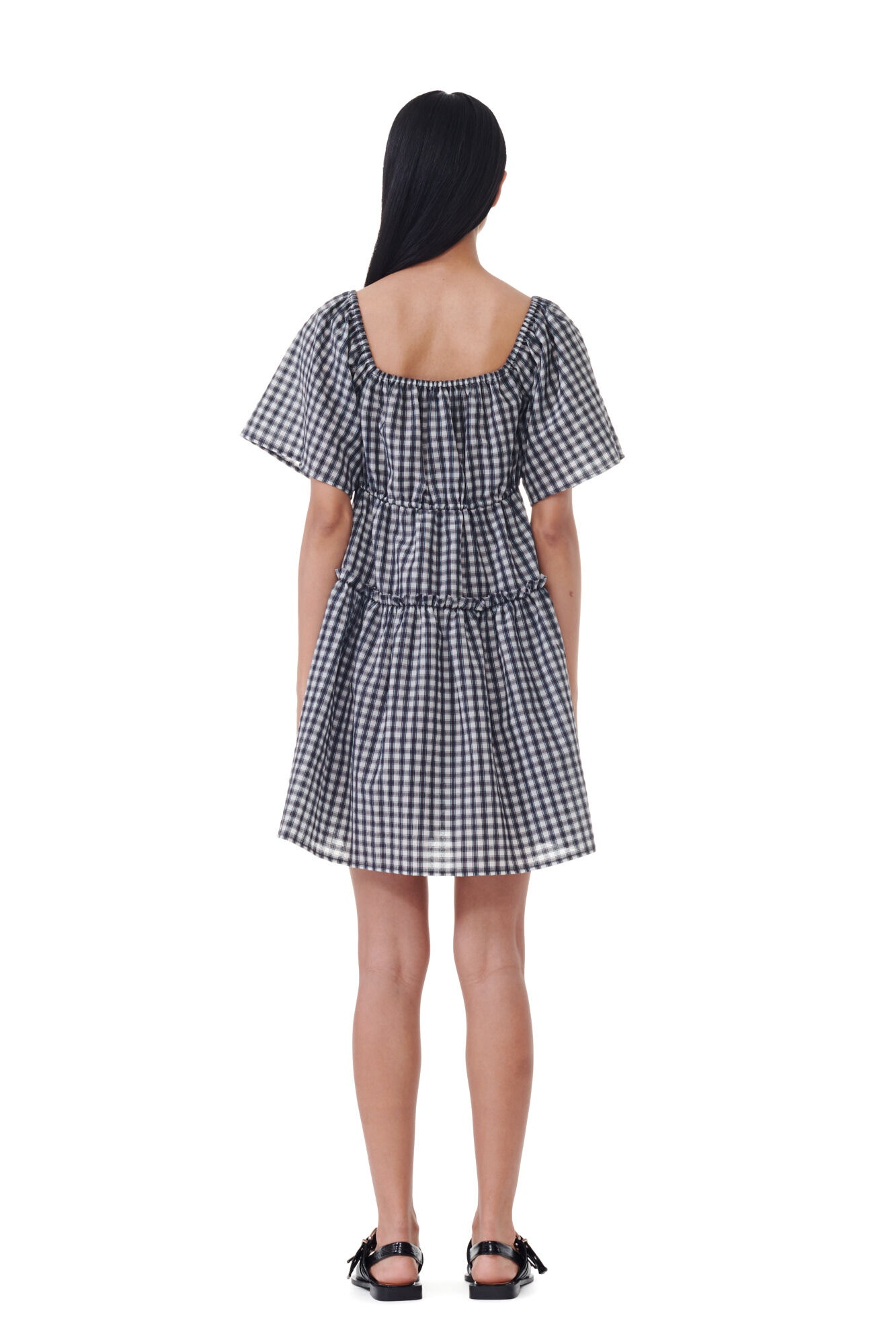 SEERSUCKER CHECK MINI LAYER DRESS - 5