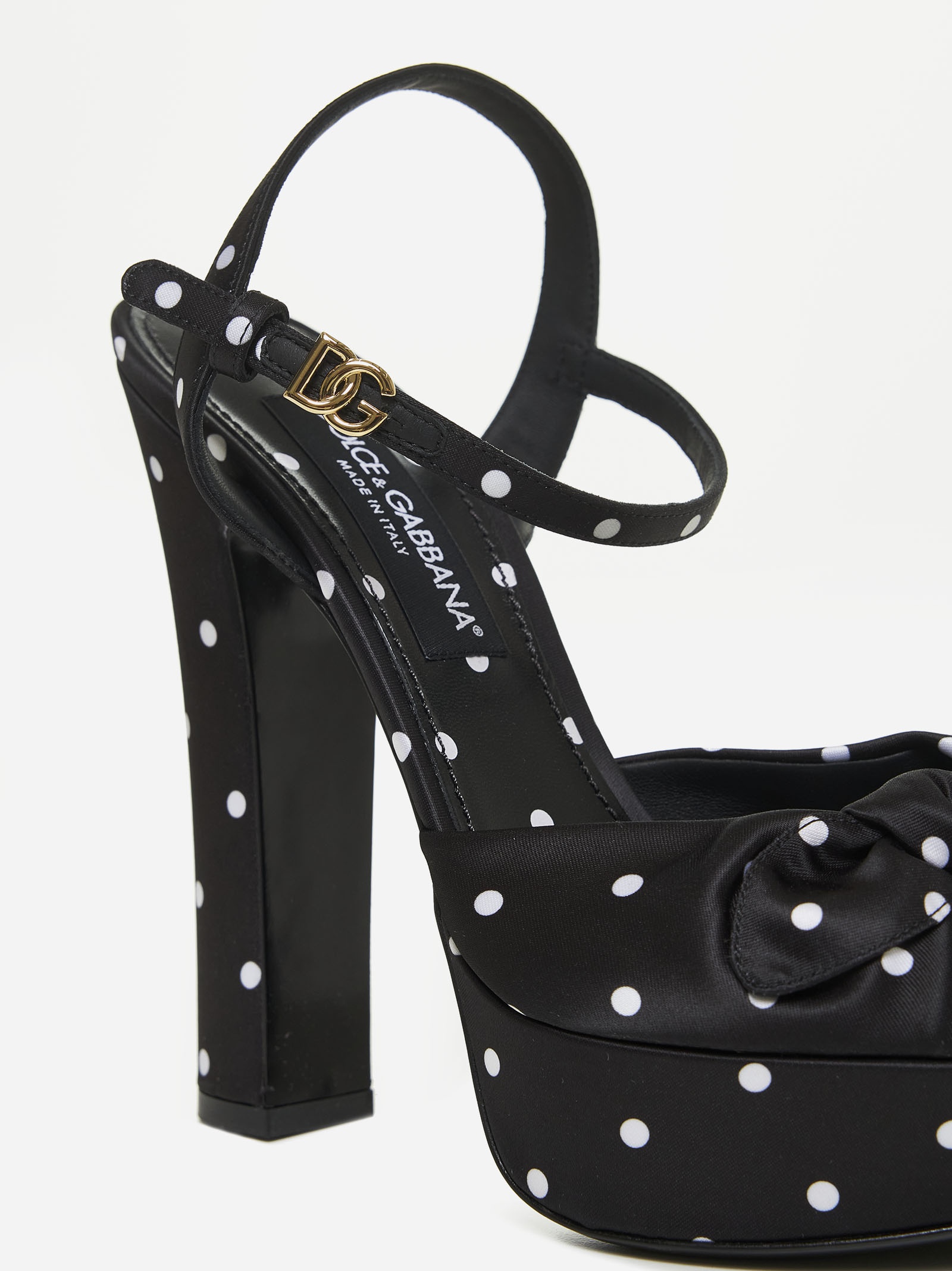 Polka dot satin platform sandals - 4