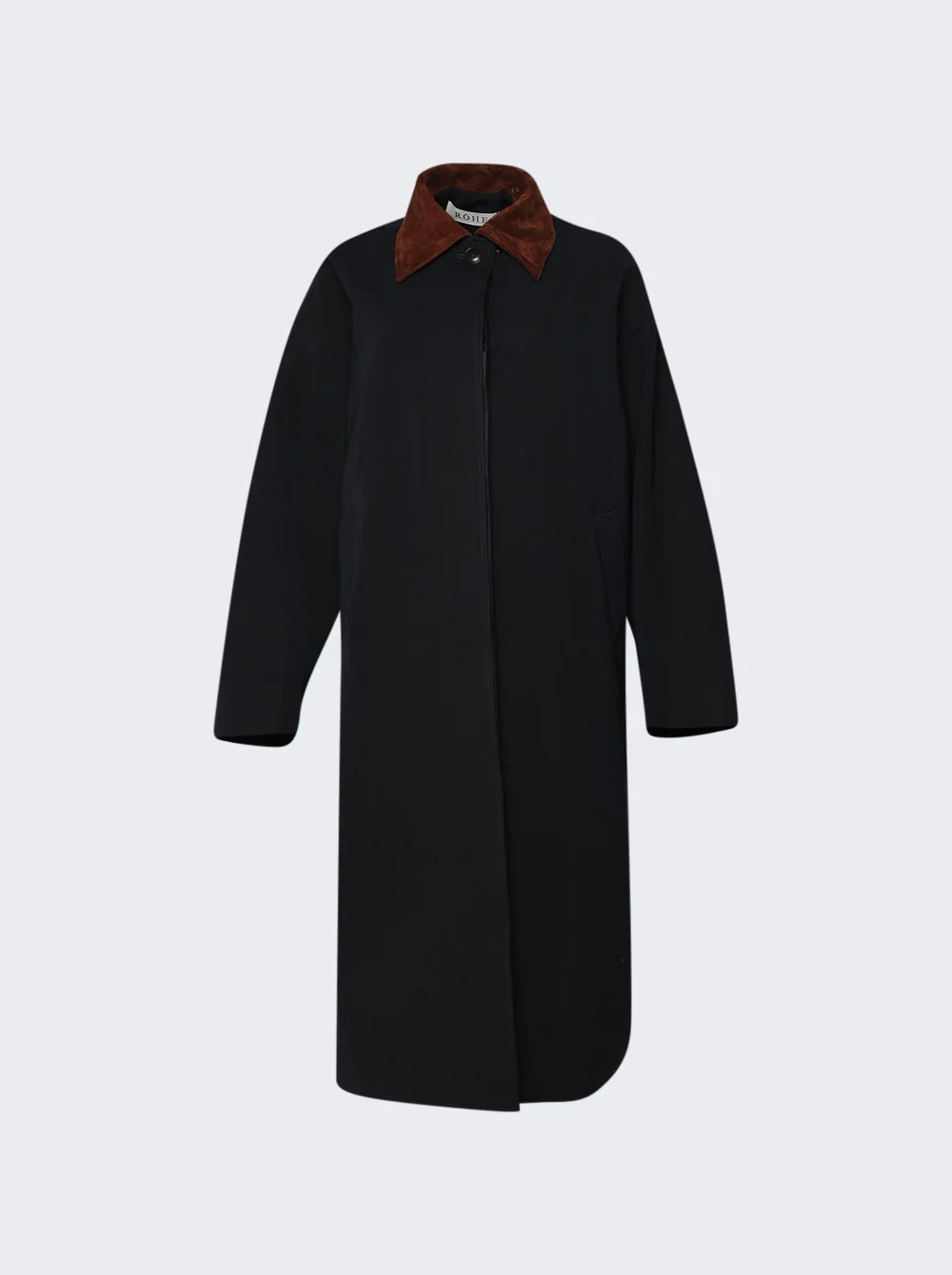 Suede Collar Coat Navy - 1