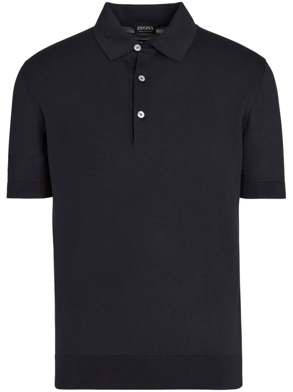 ribbed-trim cotton polo shirt - 1