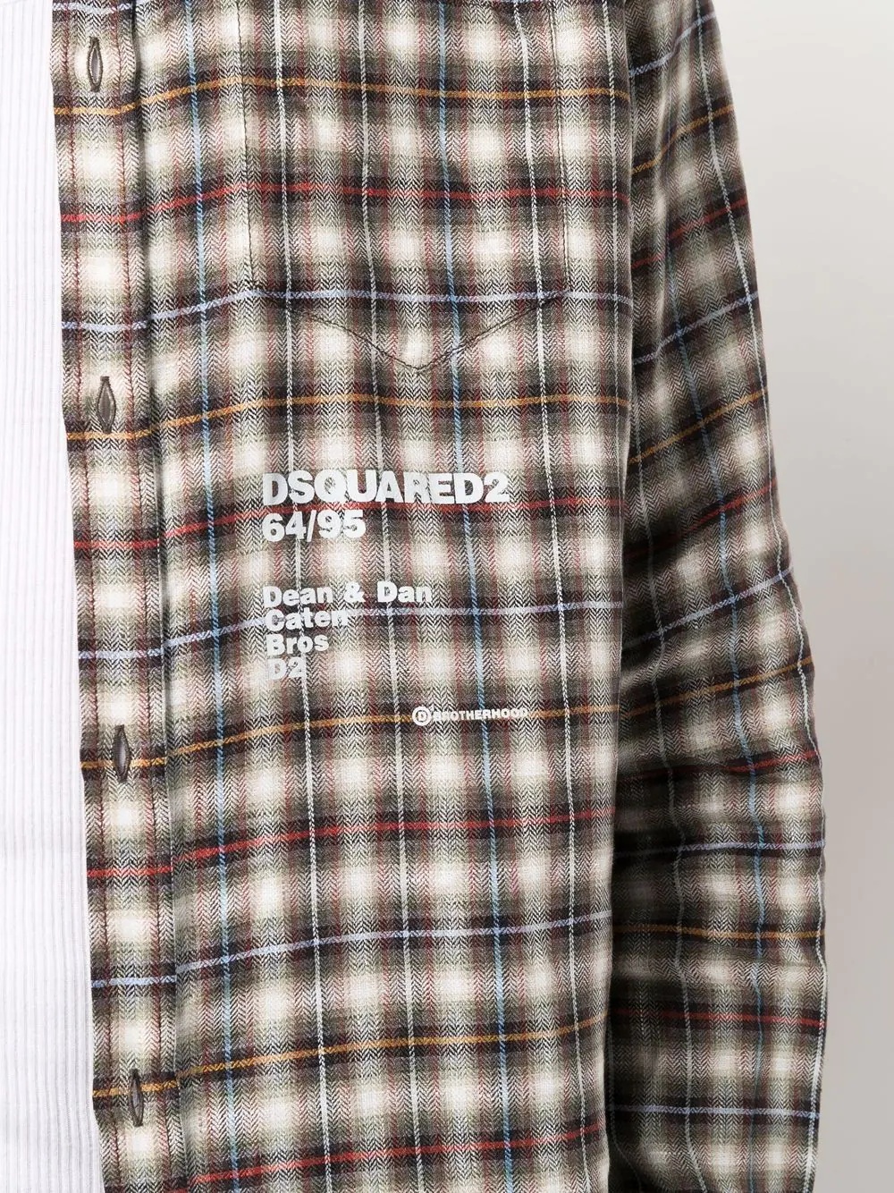 logo-print checked shirt - 5