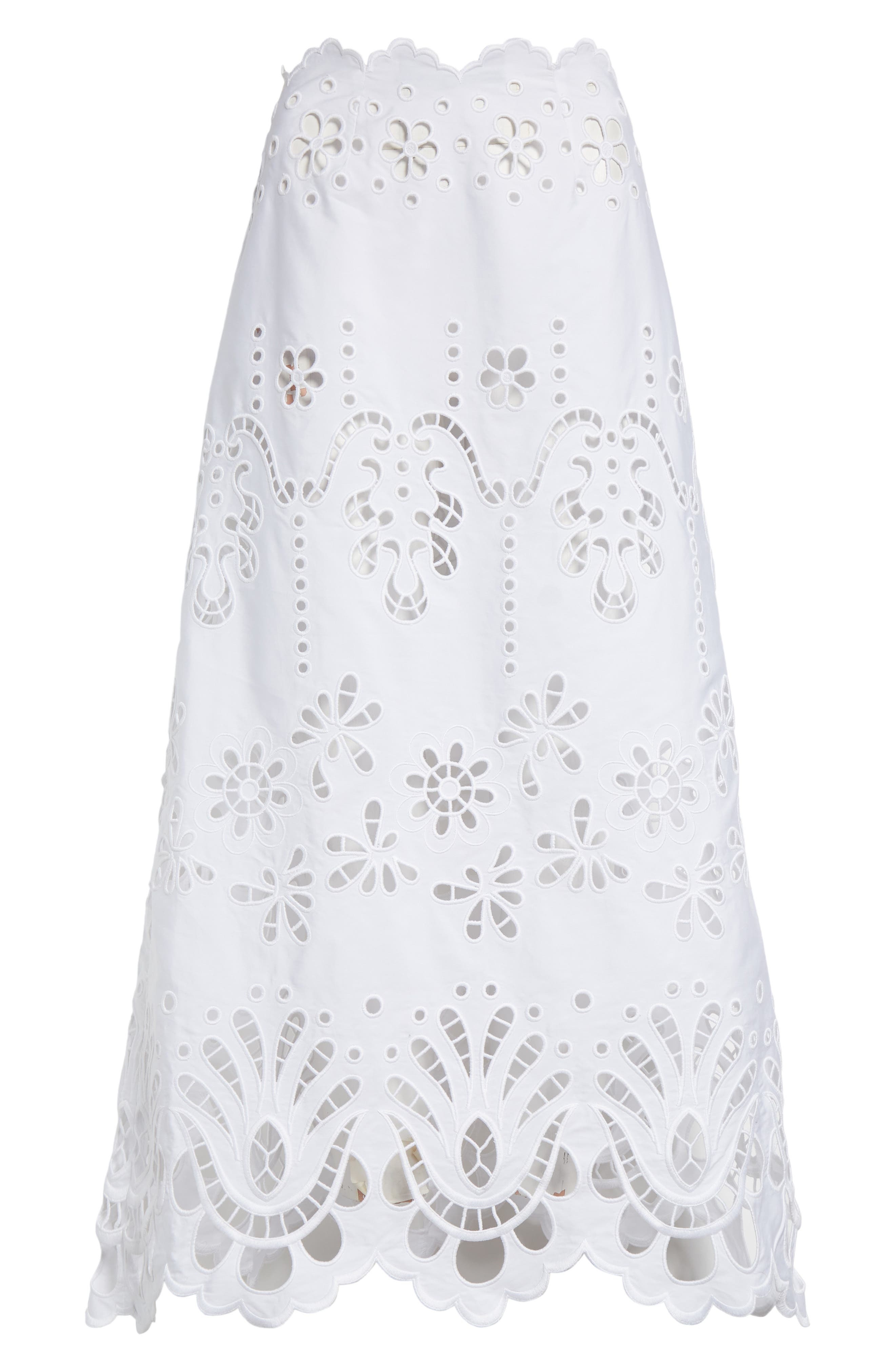 Dolce&Gabbana Cutwork Embroidery A-Line Skirt in Bianco Ottico at Nordstrom - 6