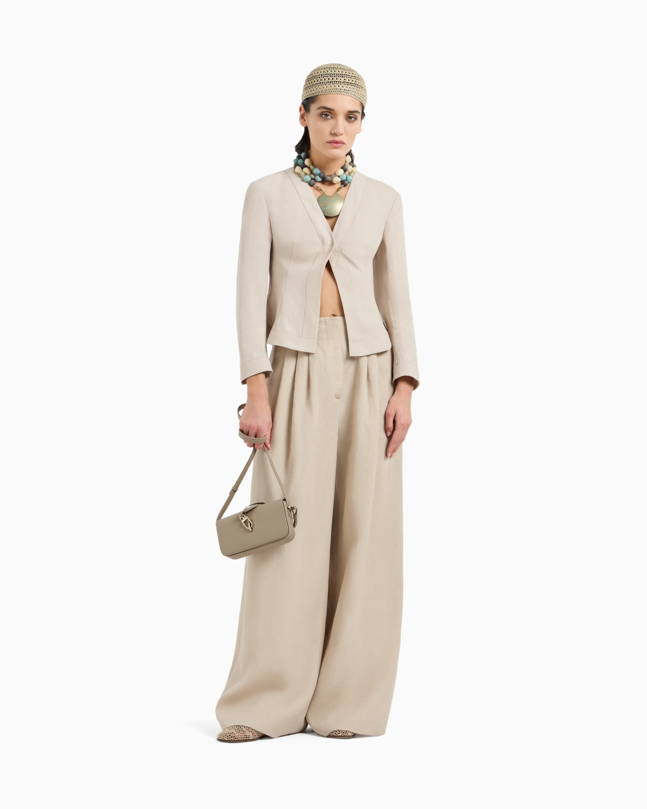 SHORT, SINGLE-BREASTED LINEN JACKET - 2