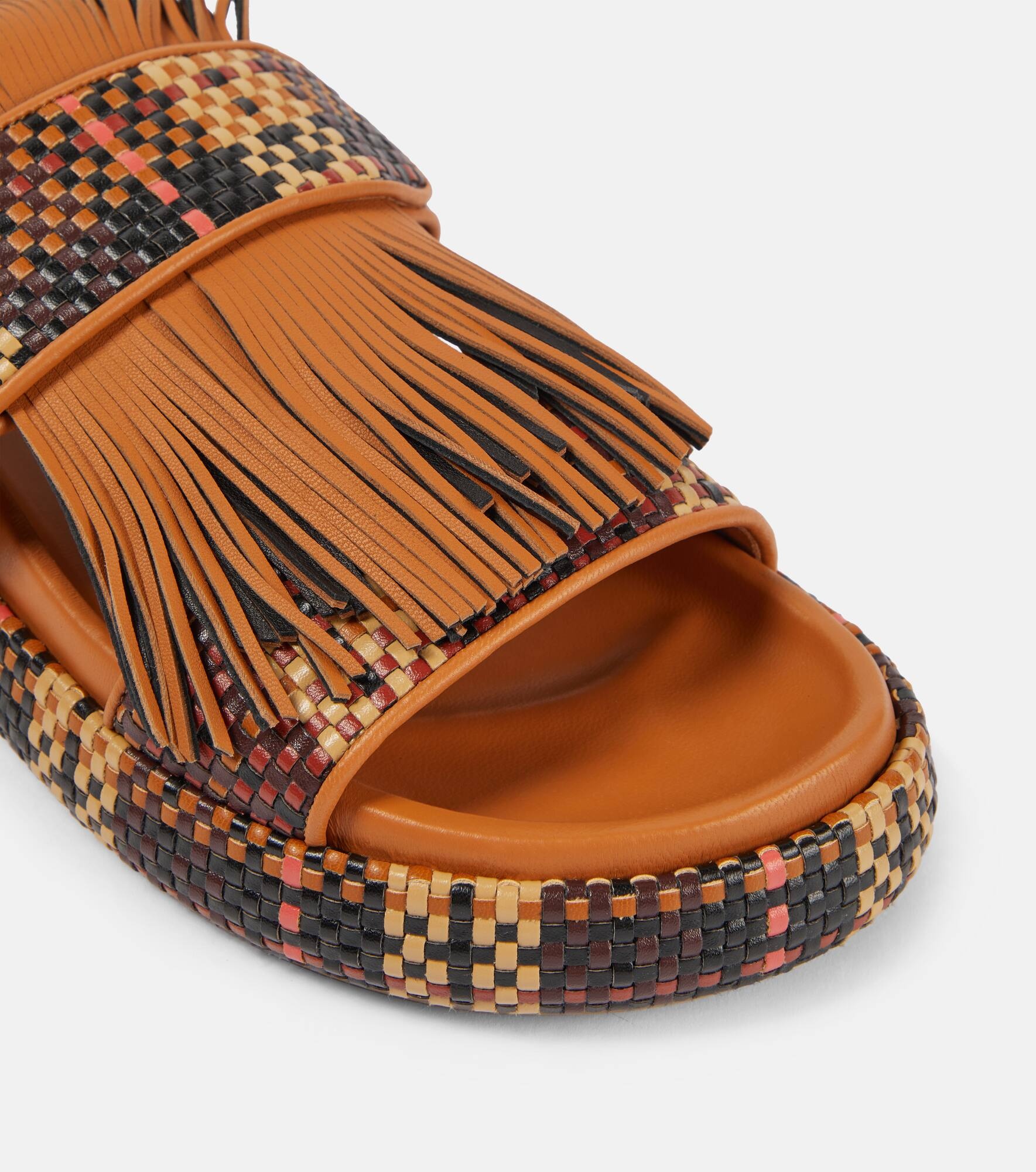 Fringed woven leather sandals - 6