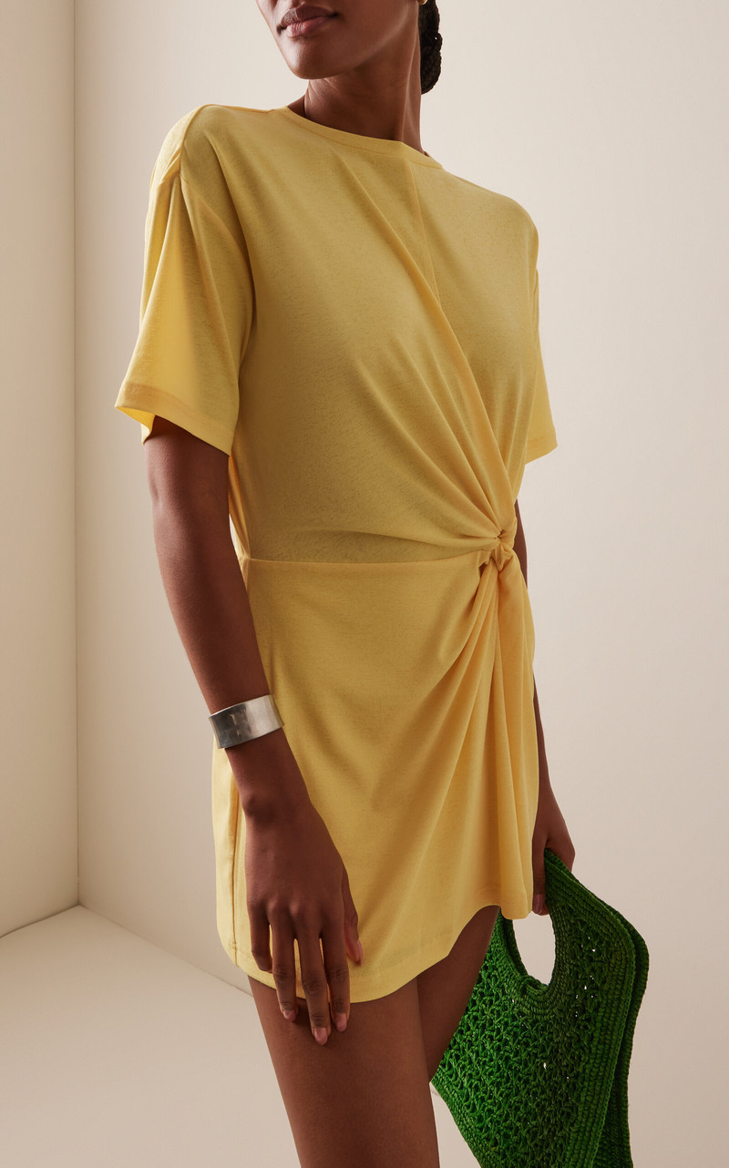 SIGNIFICANT OTHER Carrey Twisted Jersey Mini T-Shirt Dress yellow outlook