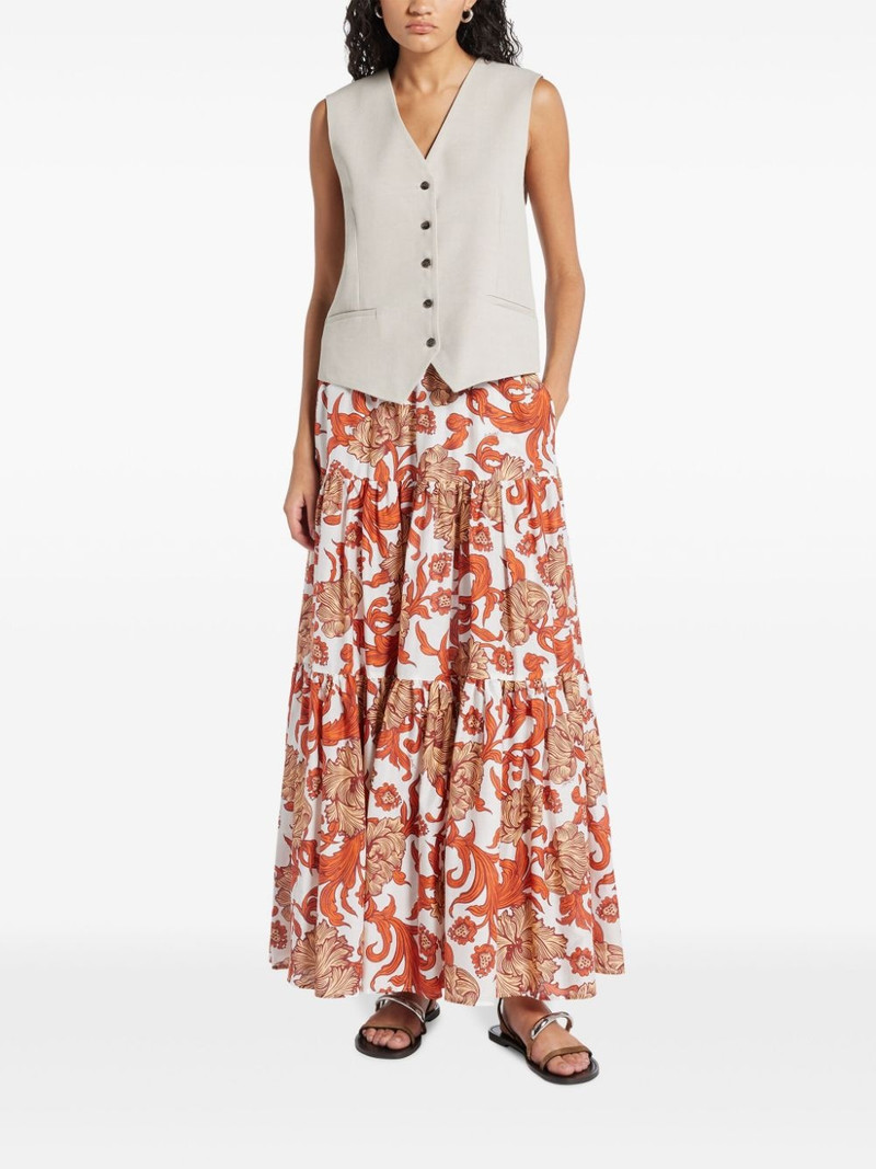 La DoubleJ floral-print tiered skirt outlook