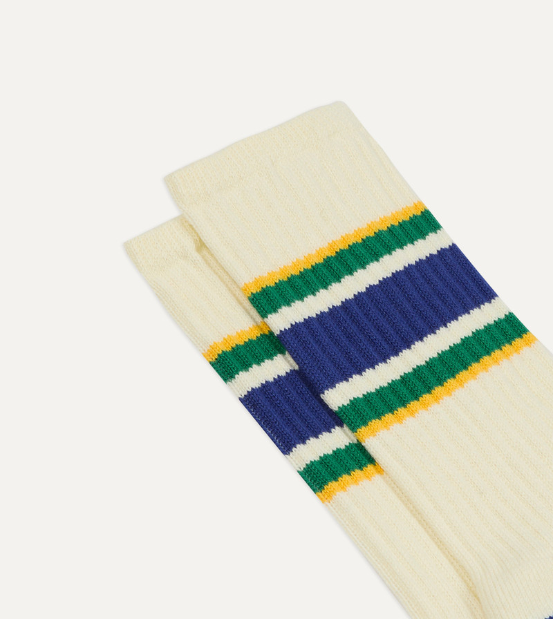 Blue, Yellow and Green Striped Sport Socks 3