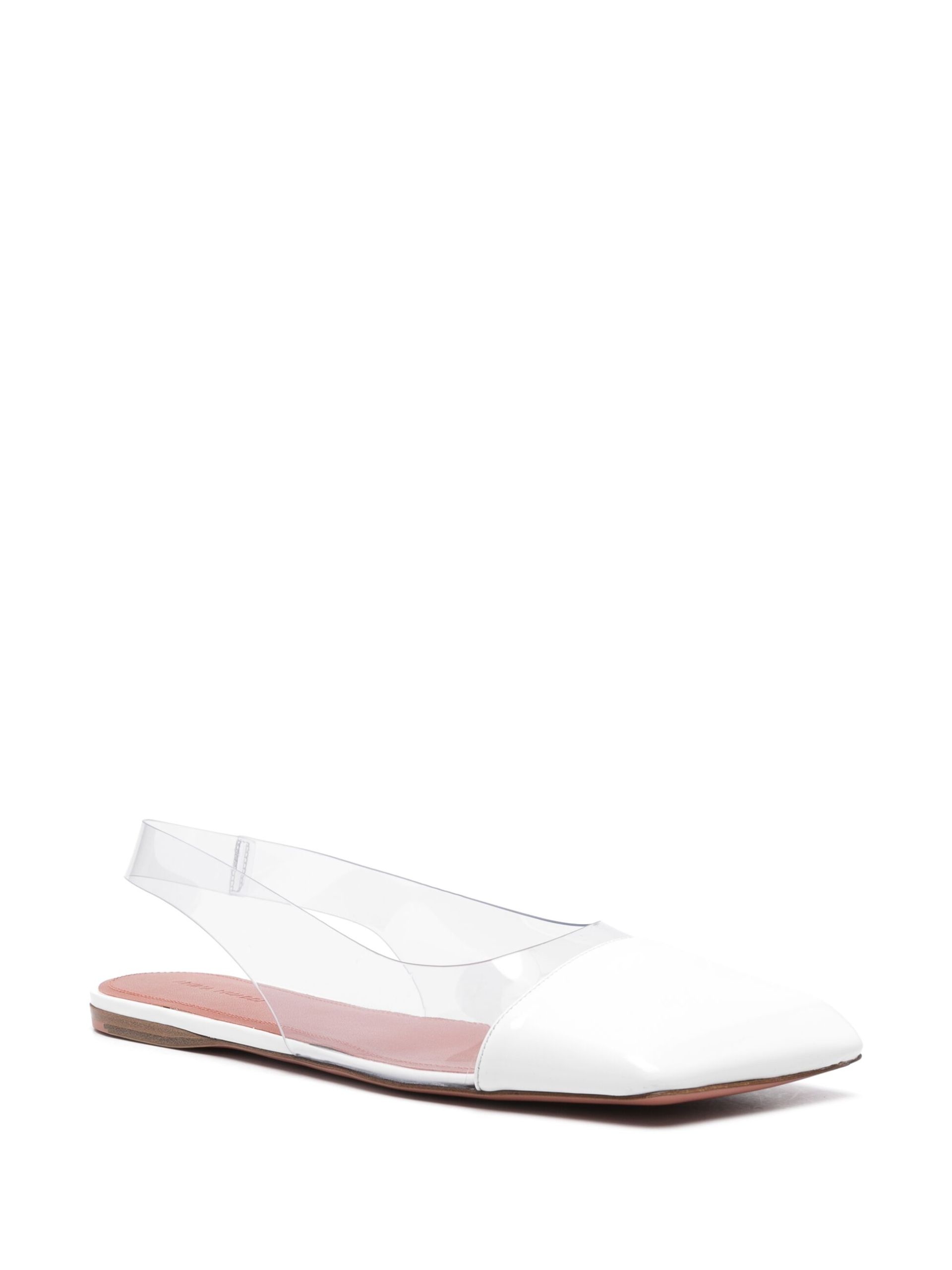 White Ane Slingback Leather Ballet Flats - 2