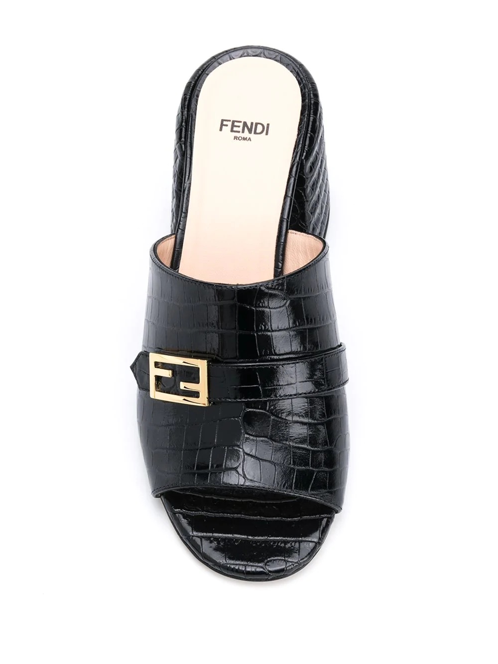 crocodile embossed logo plaque sandals - 4